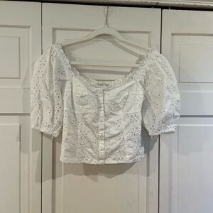 GAP White Eyelet Puff Sleeve Blouse